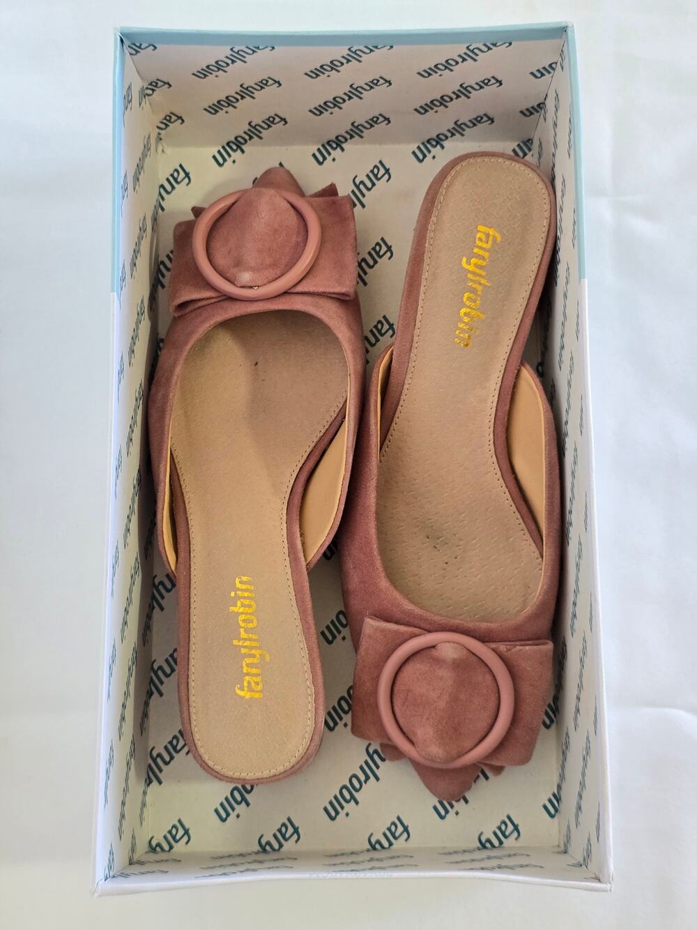 Anthropologie Farylrobin Sarao Blush Suede Mule Heels Size 6